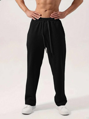 PRAVAHA Solid Men Black Track Pants