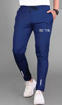 BLYNK Solid, Self Design Men Blue Track Pants