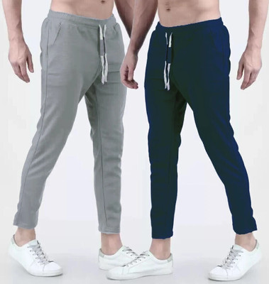 BTMZ Solid Men Grey, Blue Track Pants