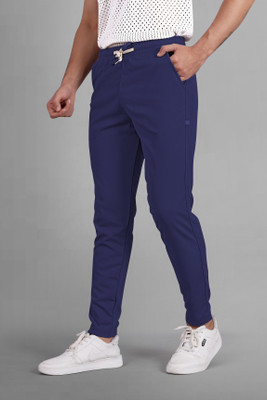 Septem Solid Men Blue Track Pants