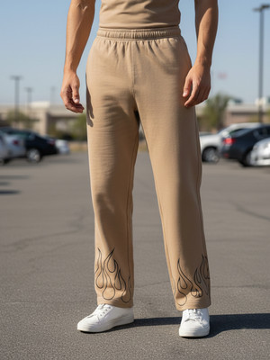 7 ISLANDS Solid Men Beige Track Pants
