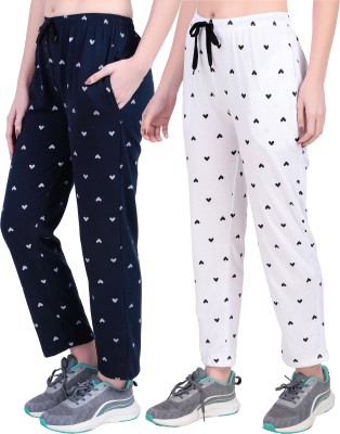 Deemed Printed Women Blue, White Track Pants