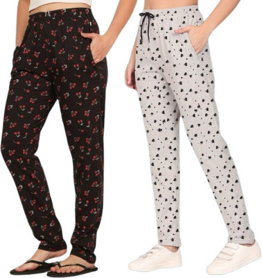 HARSHITA MART Printed Women Black Track Pants