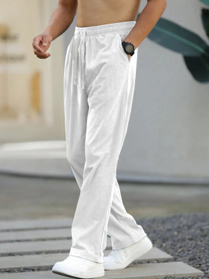 Adokedo Solid Men White Track Pants