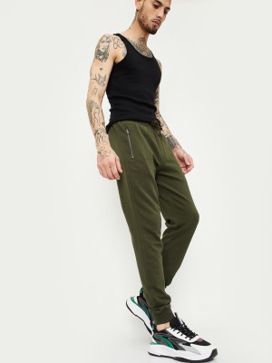 MAX Solid Men Green Track Pants