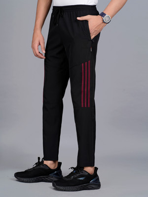 R Heaven Fashions Striped Men Black Track Pants