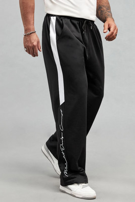 CULISH Striped Men Black Track Pants