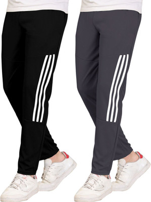 PAMIRI Solid, Striped Men Grey, Black Track Pants