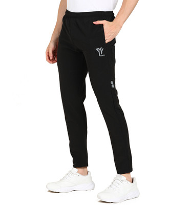 YUNEK Solid Men Black Track Pants