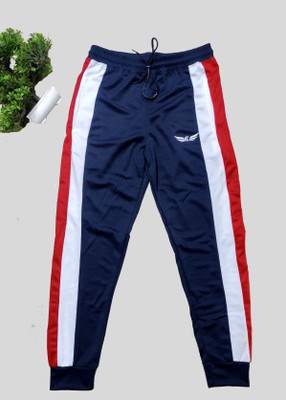 Crease & Clips Colorblock Men Dark Blue Track Pants