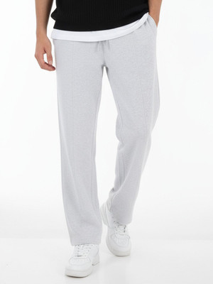 Glitchez Solid Men Grey Track Pants