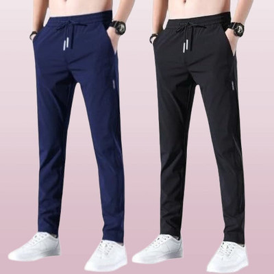 FICKA Solid Men Black, Blue Track Pants