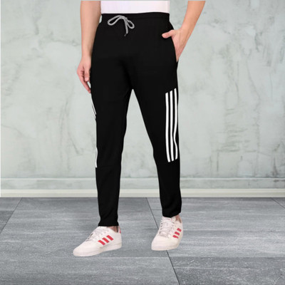 Covetvolo Ent Striped Men Black Track Pants