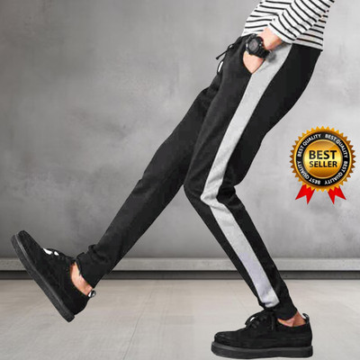 Tee town Colorblock Men Black Track Pants