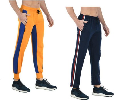 Indistar Colorblock Men Yellow, Blue Track Pants