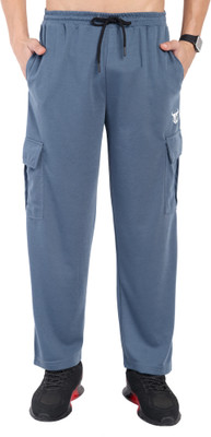 Go Devil Solid Men Grey Track Pants