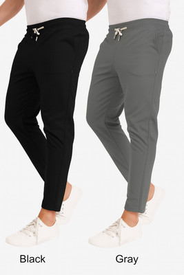 Retailmart Solid Men Black, Grey Track Pants