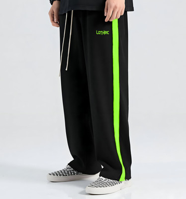 LOTHRIC Striped Men Black Track Pants