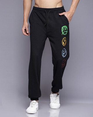 FLYNOFF Printed Men Black Track Pants