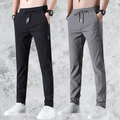 FICKA Solid Men Black, Grey Track Pants