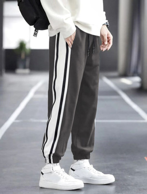 LOTHRIC Colorblock Men Grey Track Pants