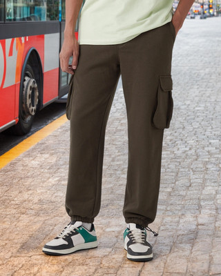 BEWAKOOF Solid Men Brown Track Pants
