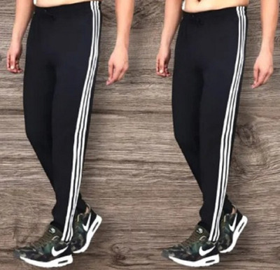 MASTERY Striped Men Black Track Pants