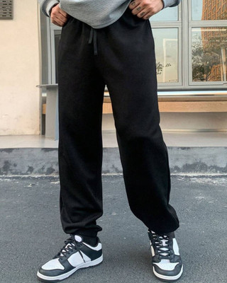 Cloth N Code Solid Men Black Track Pants