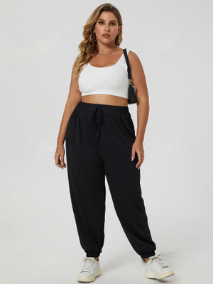 TRUFFLEGUM Solid Women Black Track Pants