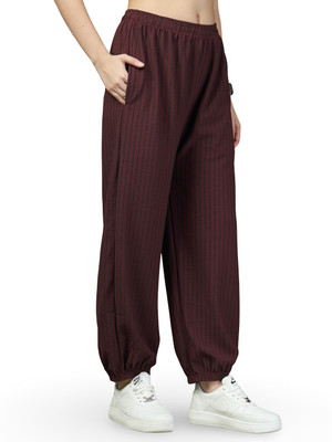 UZARUS Self Design Women Maroon Track Pants