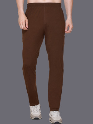 Zeffit Solid Men Brown Track Pants