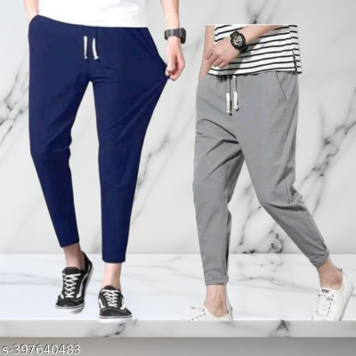 DESIGN DEMO Solid Men Grey, Blue Track Pants