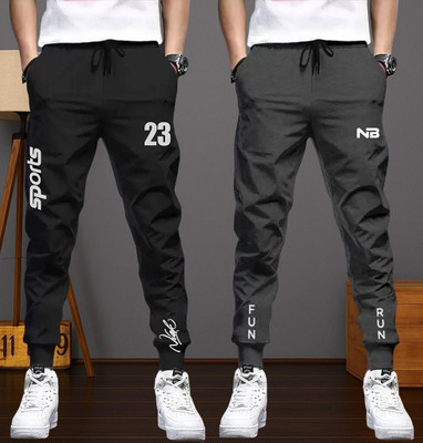 NB NICKY BOY Printed Men Black, Grey Track Pants