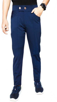 RKM STORE Solid Men Blue Track Pants