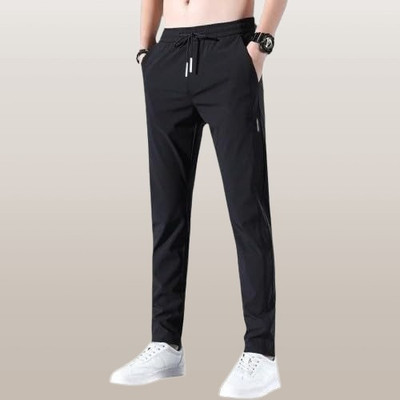 FICKA Solid Men Black Track Pants
