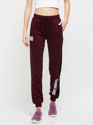 MAX Printed Women Maroon Track Pants