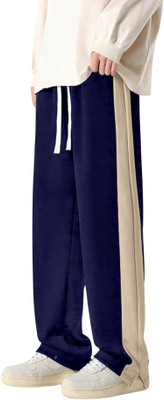 Valley Striped Men Dark Blue Track Pants