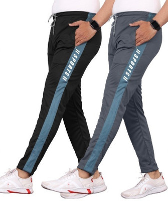 Cronix Striped Men Black, Grey Track Pants
