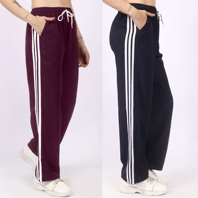 Aileyis Striped Women Multicolor, Dark Blue Track Pants