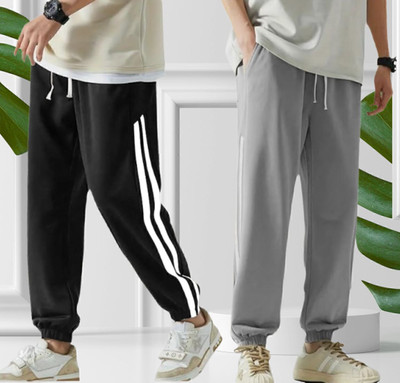 METRONAUT Striped Men Black, Grey Track Pants