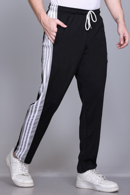 HVBK Solid, Striped Men Black Track Pants