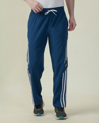 HRX by Hrithik Roshan Solid, Striped Men Blue Track Pants