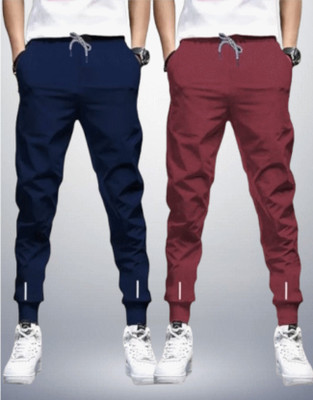 Reya Solid Men Maroon, Blue Track Pants