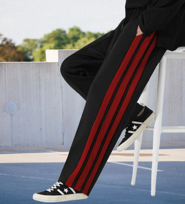 CULISH Striped Men Black Track Pants