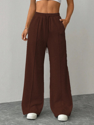 CLOTHINK India Solid Women Brown Track Pants