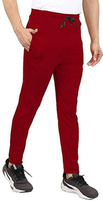WolfWay Solid Men Maroon Track Pants