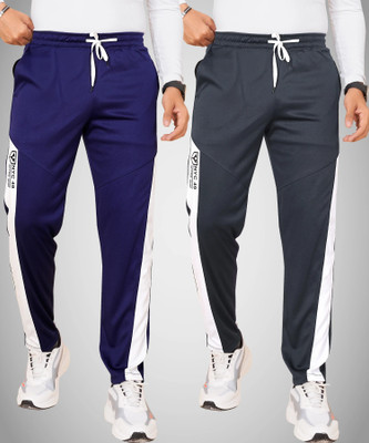 Yazole Colorblock Men Blue, Grey Track Pants