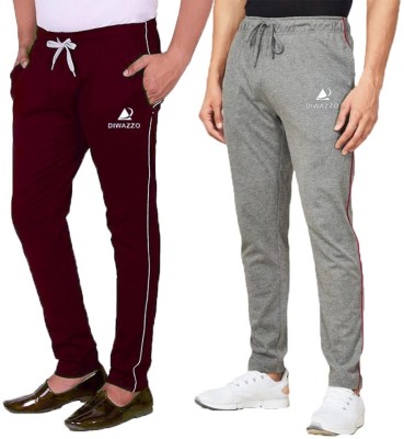 Diwazzo Solid Men Grey, Maroon Track Pants