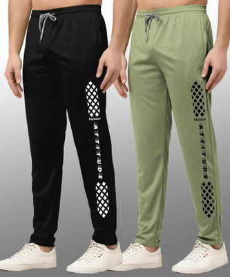 MSREALSON Printed Men Black, Light Green Track Pants