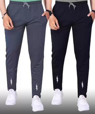 Malakar Self Design Men Grey, Black Track Pants